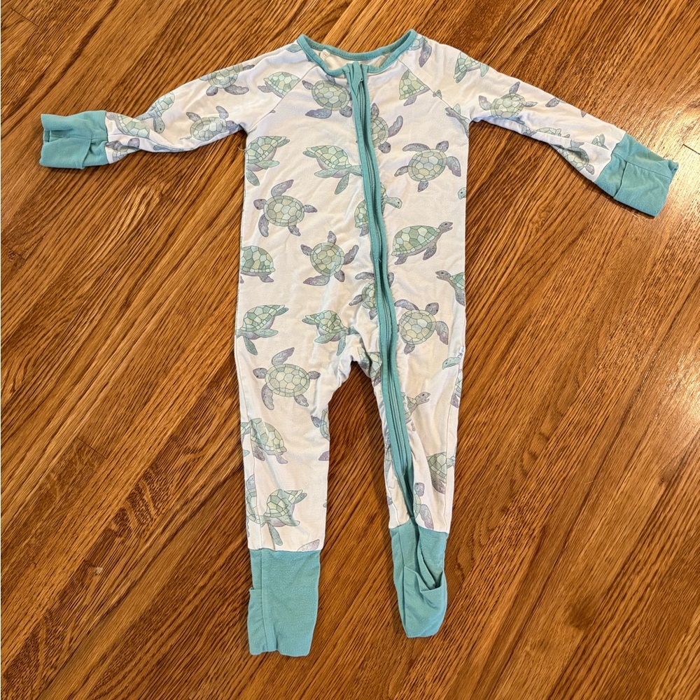 Caden Lane Aqua Turtle Kids Footie